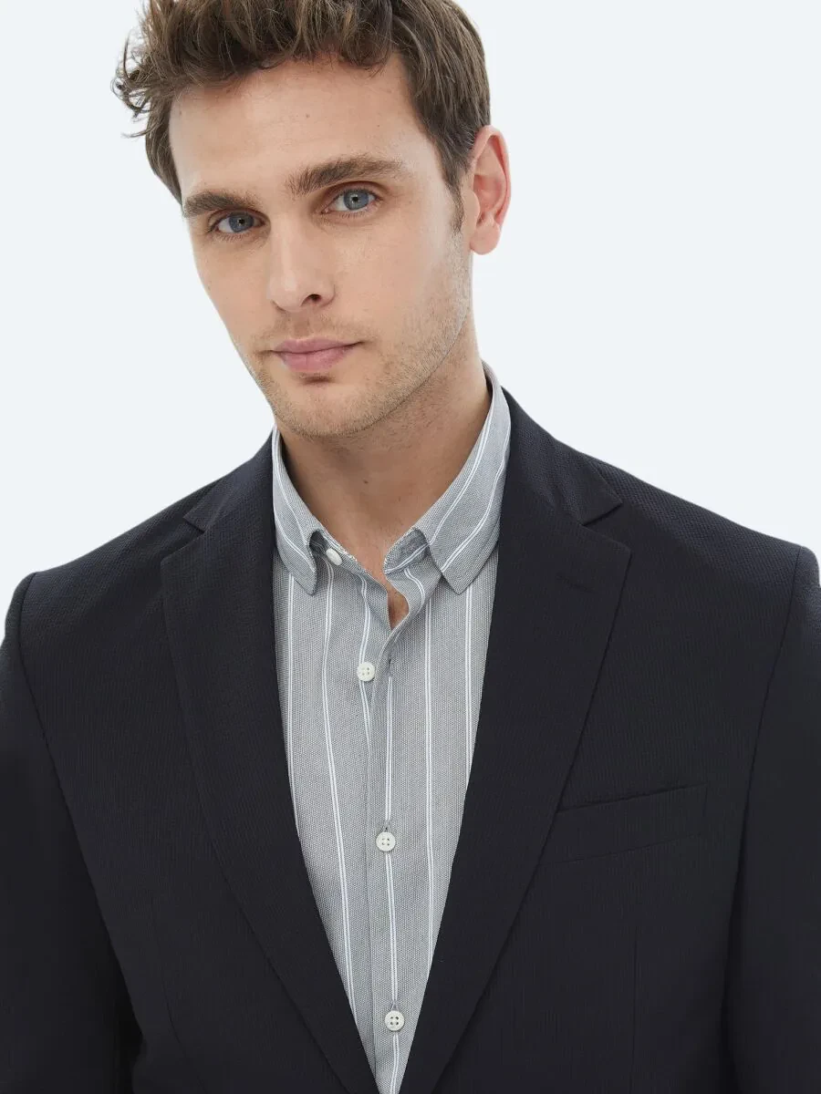Black Plain Modern Fit Suit - 4