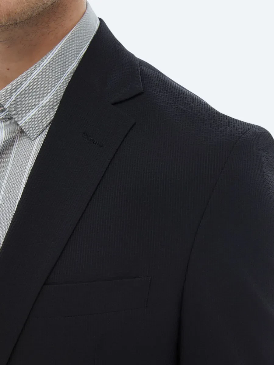 Black Plain Modern Fit Suit - 6
