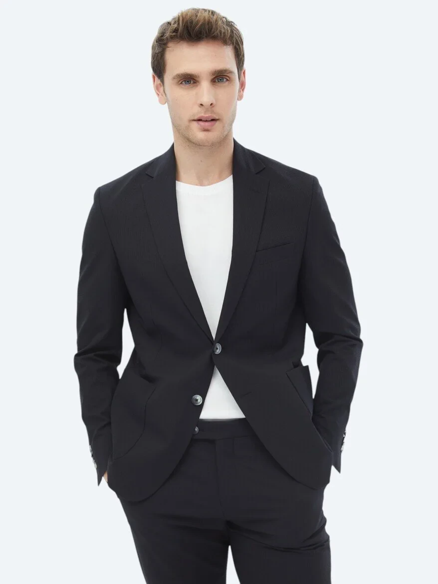 Black Plain Modern Fit Suit - 8