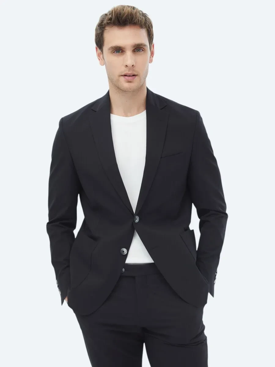 Black Plain Modern Fit Suit - 8