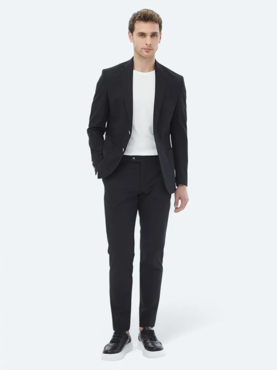 Black Plain Modern Fit Suit - 10