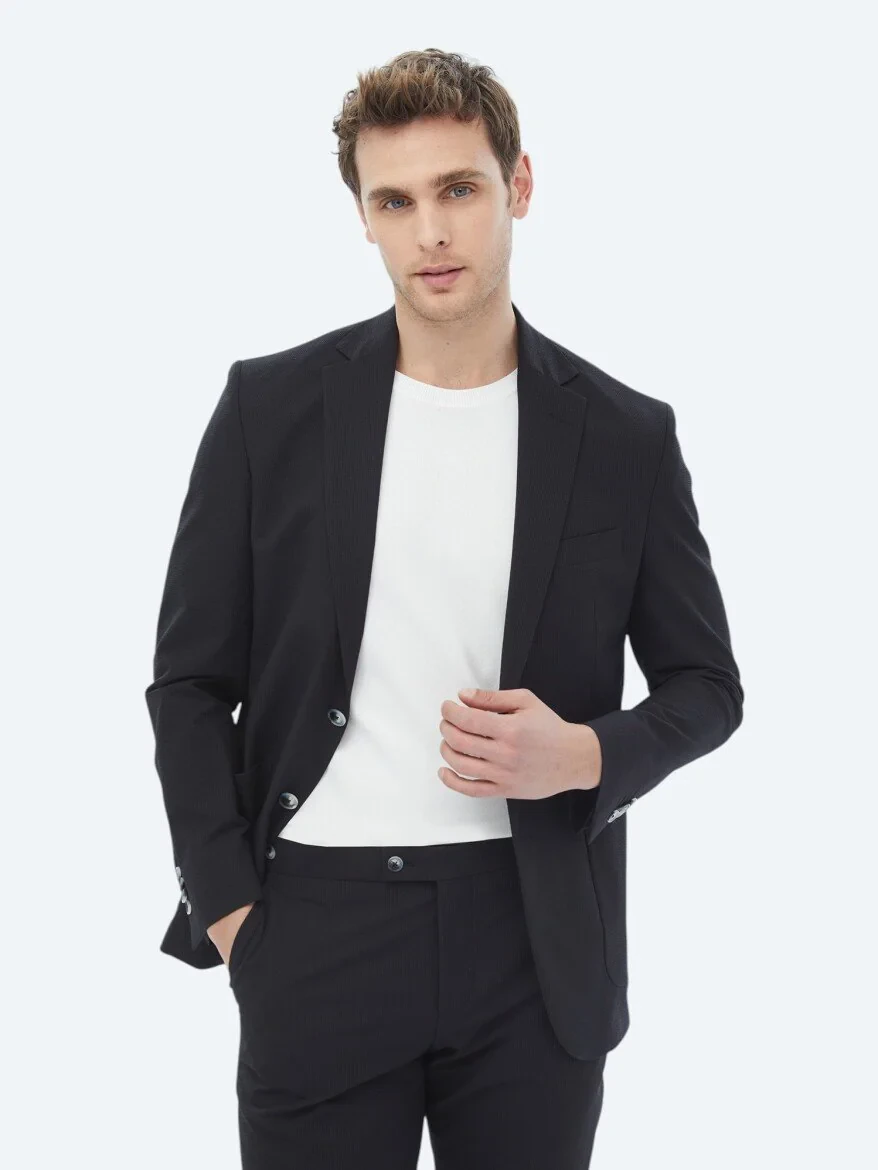 Black Plain Modern Fit Suit - 12