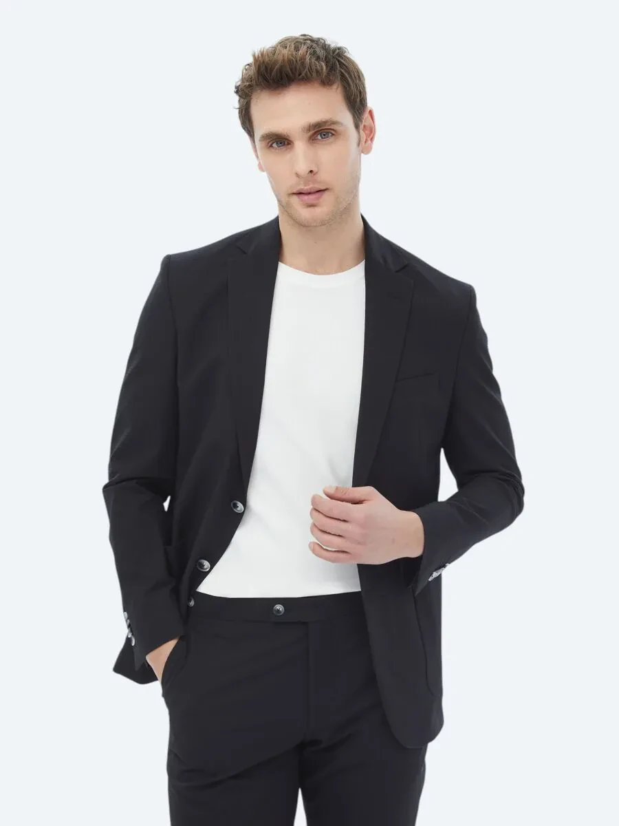Black Plain Modern Fit Suit - 12