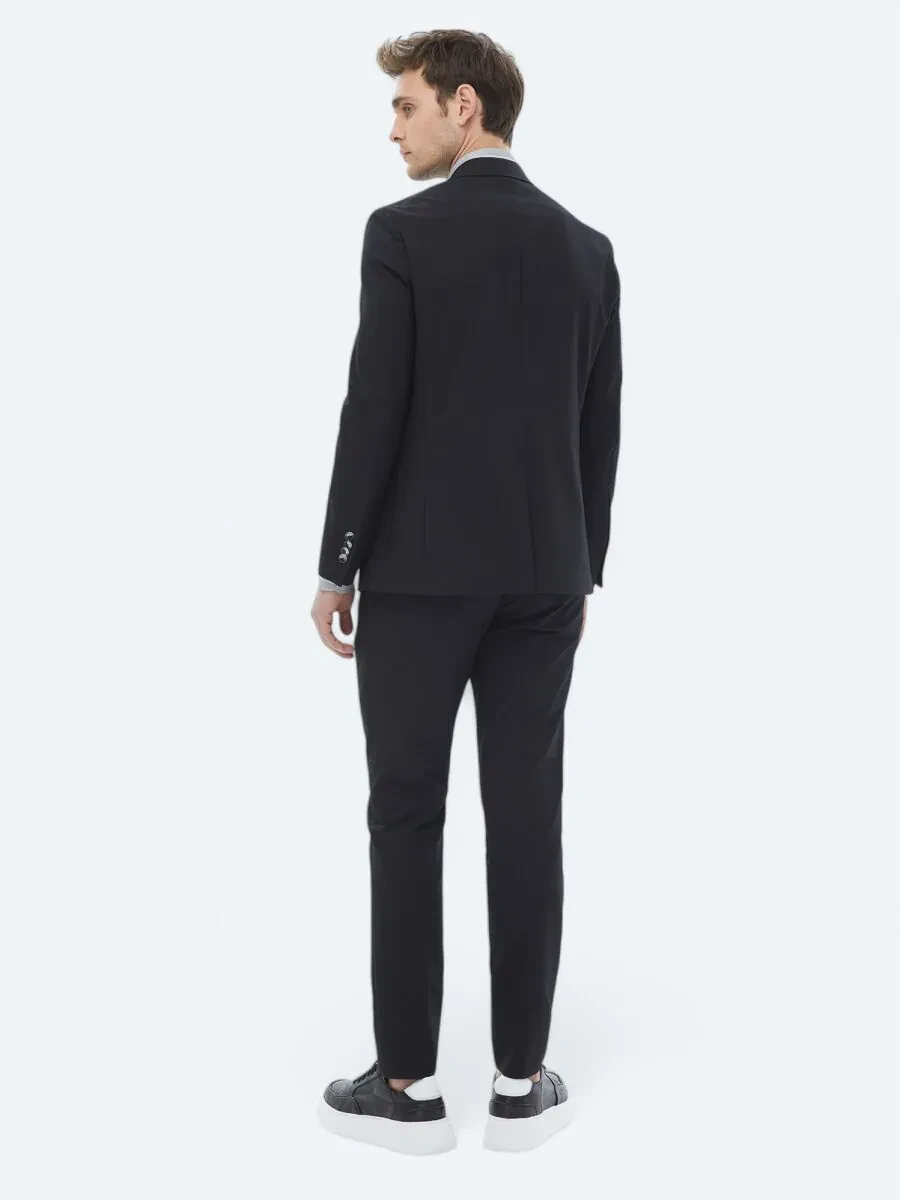Black Plain Modern Fit Suit - 15