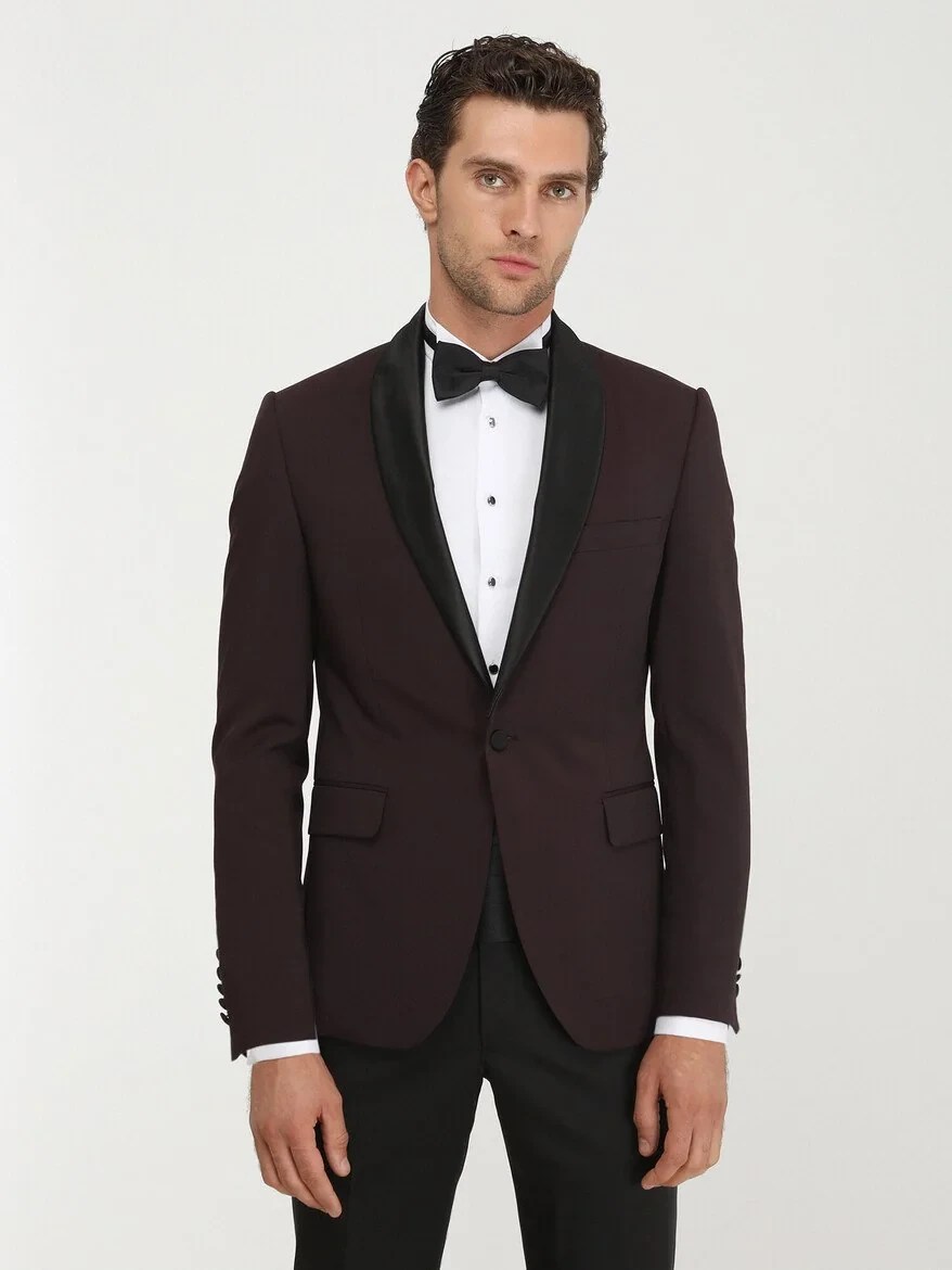 Black Plain Modern Fit Wool Blended Suit - 1