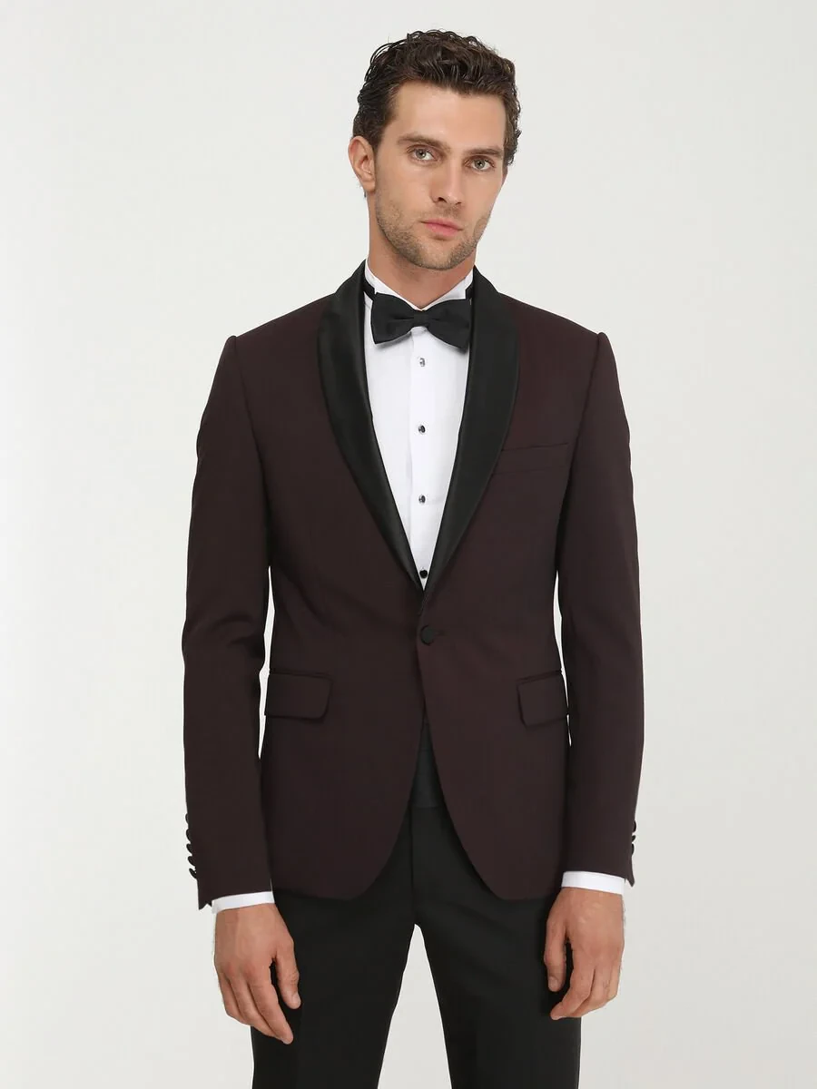 Black Plain Modern Fit Wool Blended Suit - 1