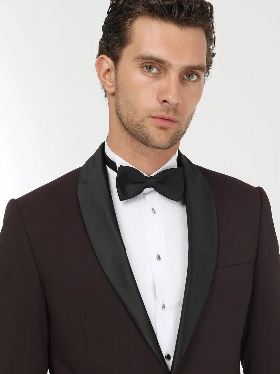 Black Plain Modern Fit Wool Blended Suit - 3