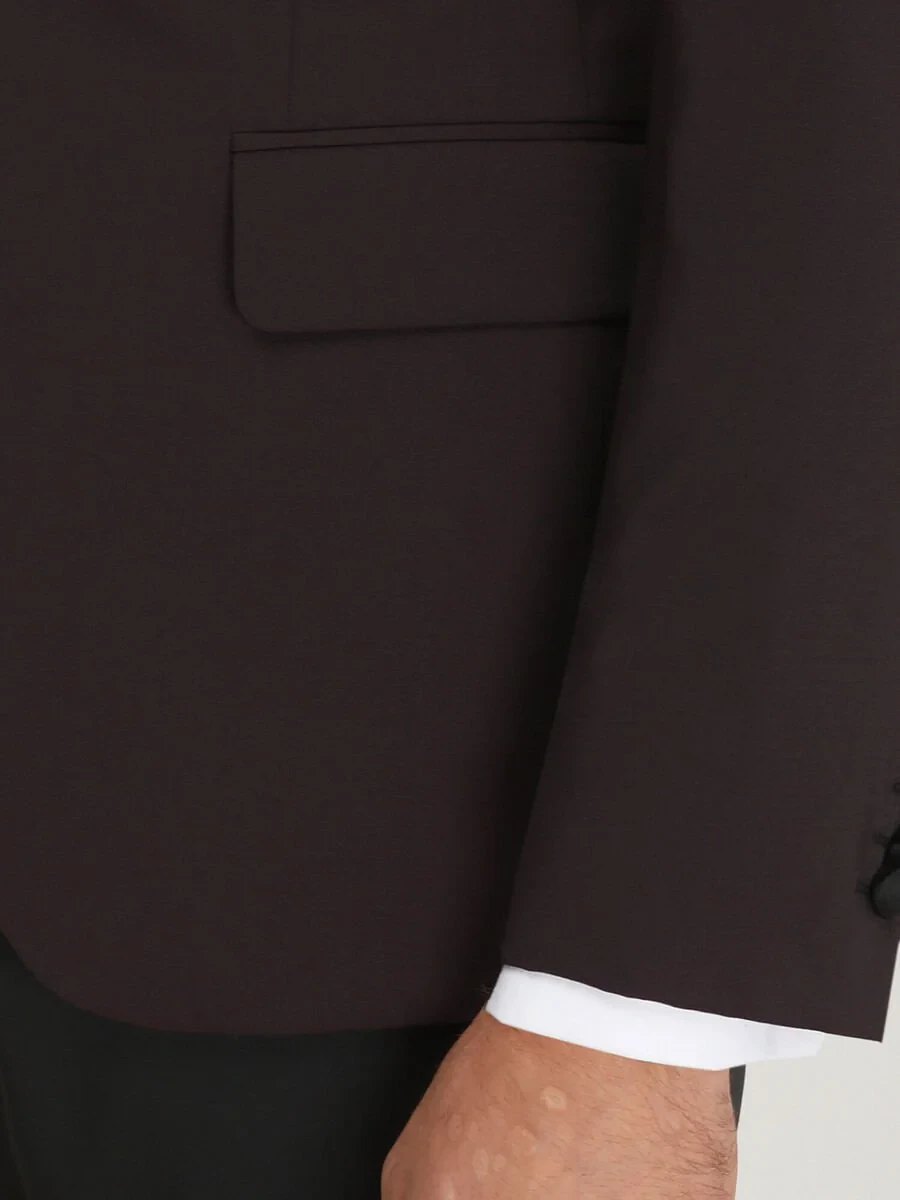 Black Plain Modern Fit Wool Blended Suit - 4