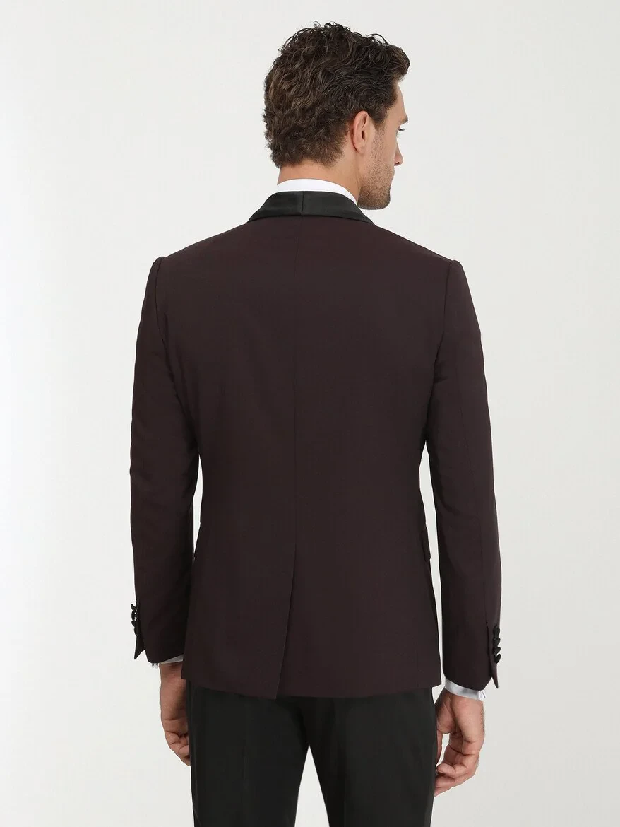 Black Plain Modern Fit Wool Blended Suit - 6