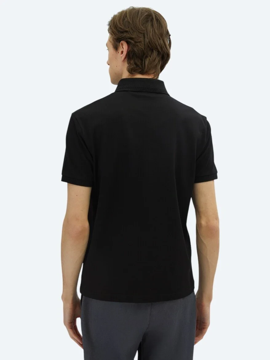 Black Plain Polo Neck 100% Cotton T-Shirt 