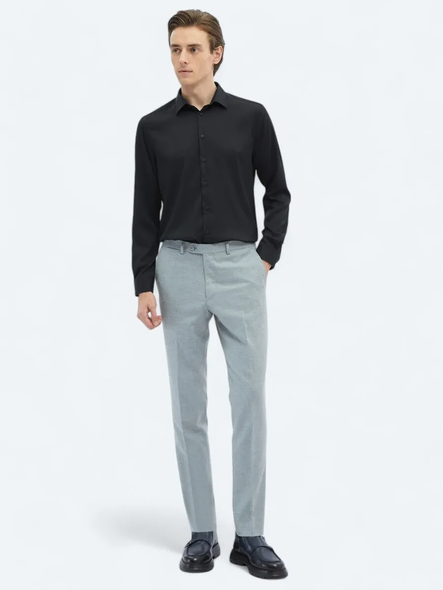 Black Plain Regular Fit Weaving Casual Shirt - 2