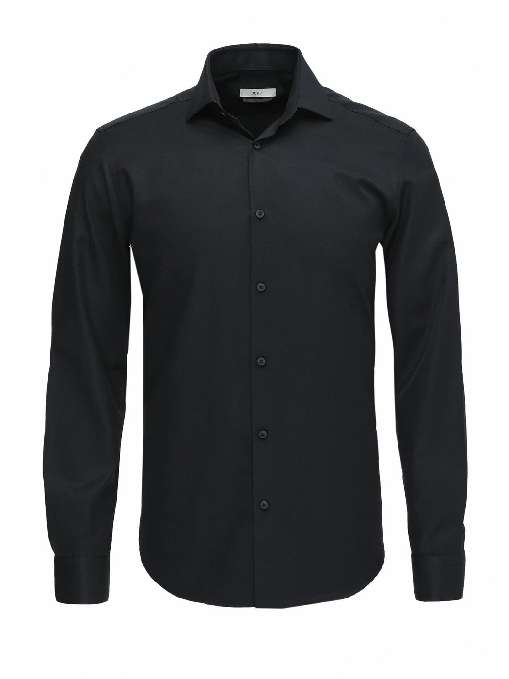 Black Plain Regular Fit Weaving Classical Cotton Blended Shirt - 1