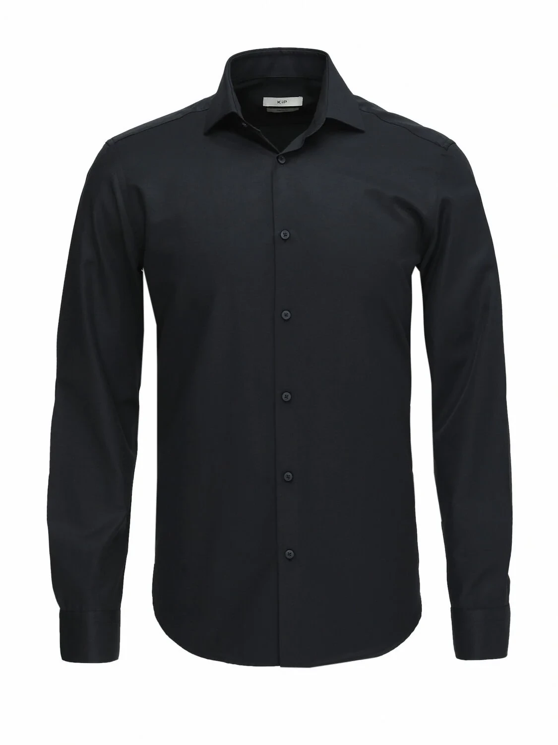 Black Plain Regular Fit Weaving Classical Cotton Blended Shirt - 1