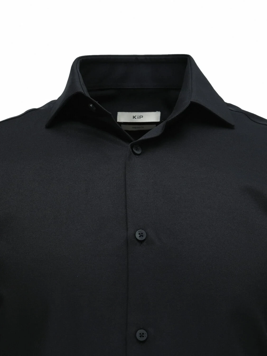 Black Plain Regular Fit Weaving Classical Cotton Blended Shirt - 2