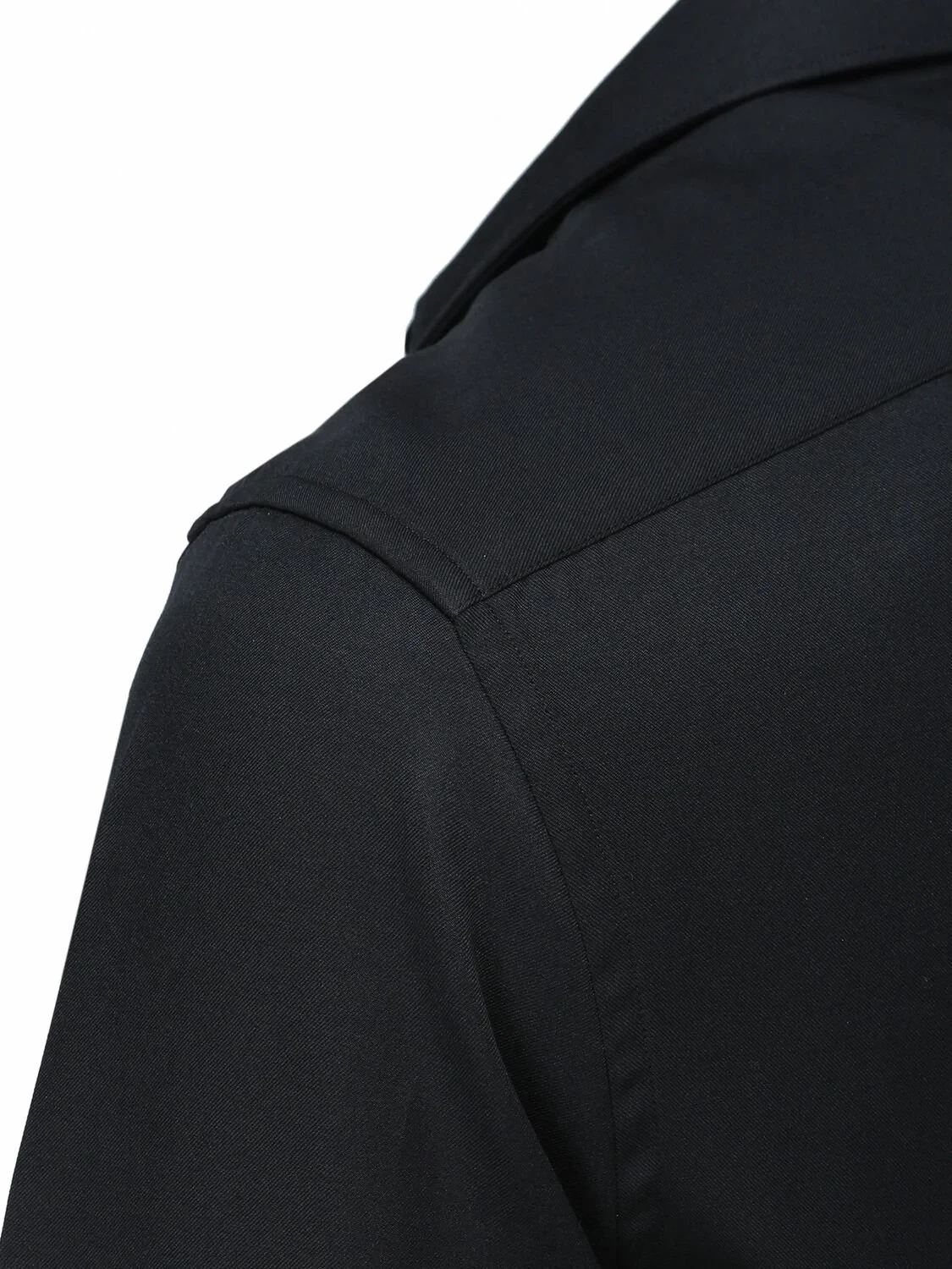 Black Plain Regular Fit Weaving Classical Cotton Blended Shirt - 3