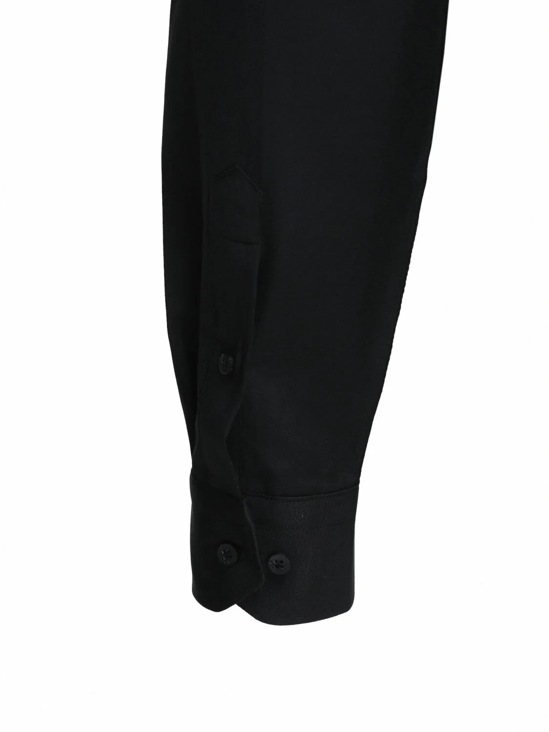 Black Plain Regular Fit Weaving Classical Cotton Blended Shirt - 4