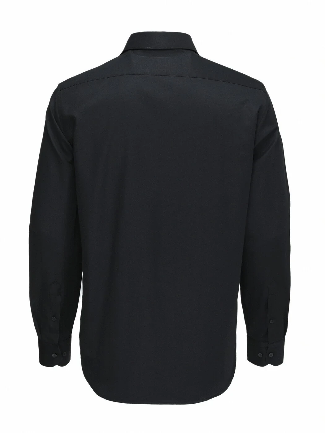 Black Plain Regular Fit Weaving Classical Cotton Blended Shirt - 5