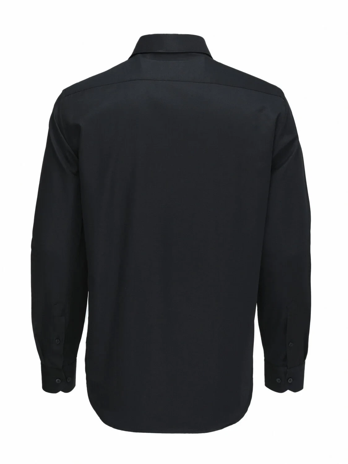 Black Plain Regular Fit Weaving Classical Cotton Blended Shirt - 5