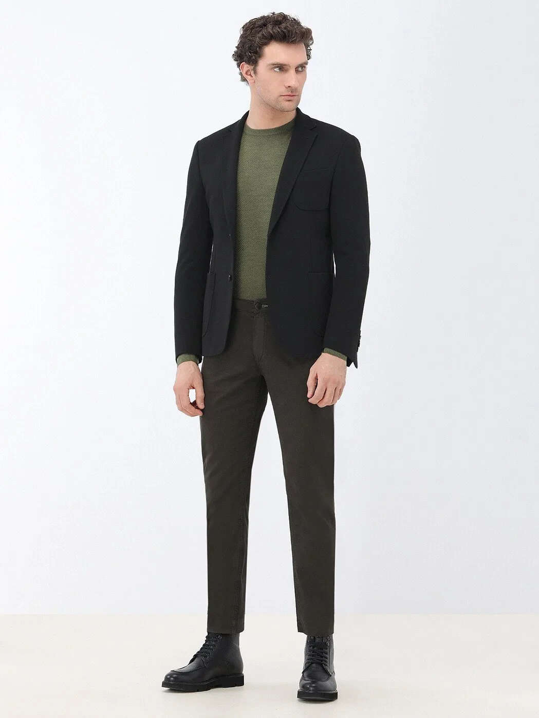 Black Plain Slim Fit Jacket - 2