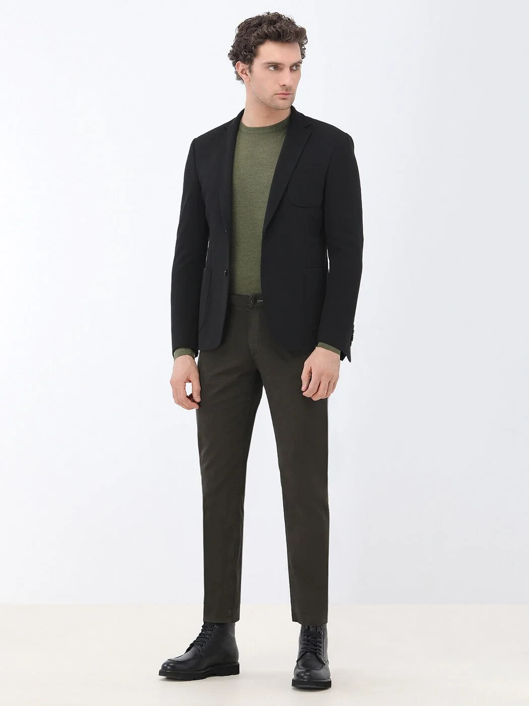 Black Plain Slim Fit Jacket - 2