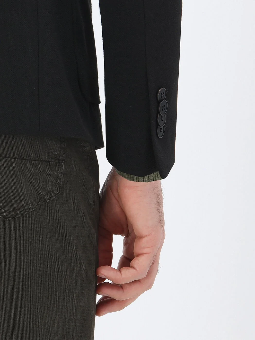 Black Plain Slim Fit Jacket - 4