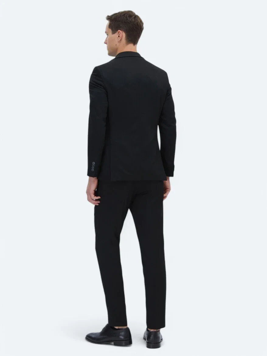 Black Plain Slim Fit Suit - 7