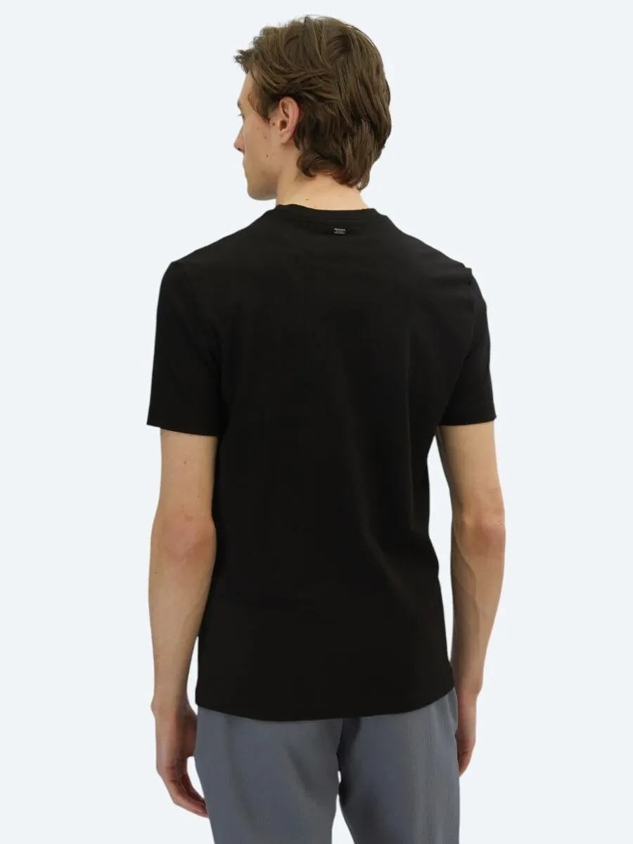 Black Printed Crew Neck 100% Cotton T-Shirt - 4