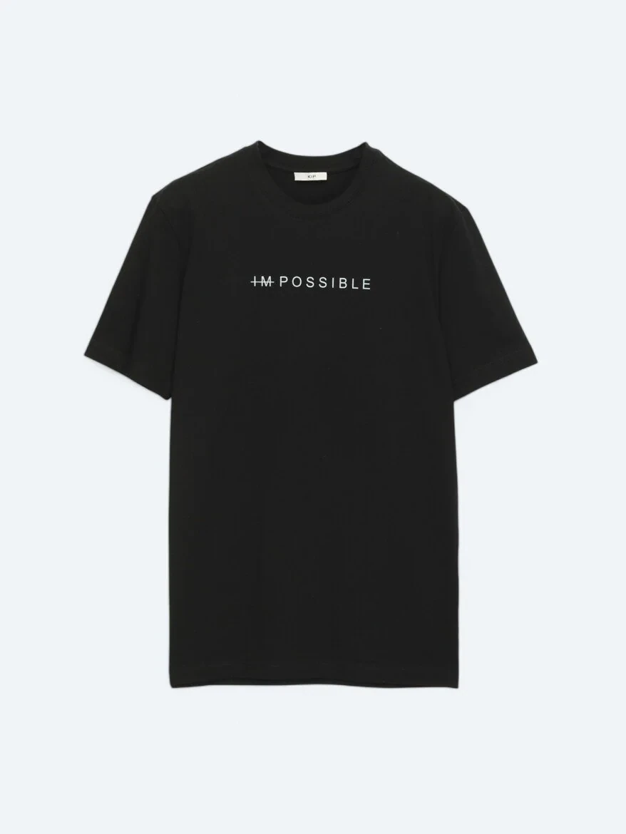 Black Printed Crew Neck 100% Cotton T-Shirt - 5