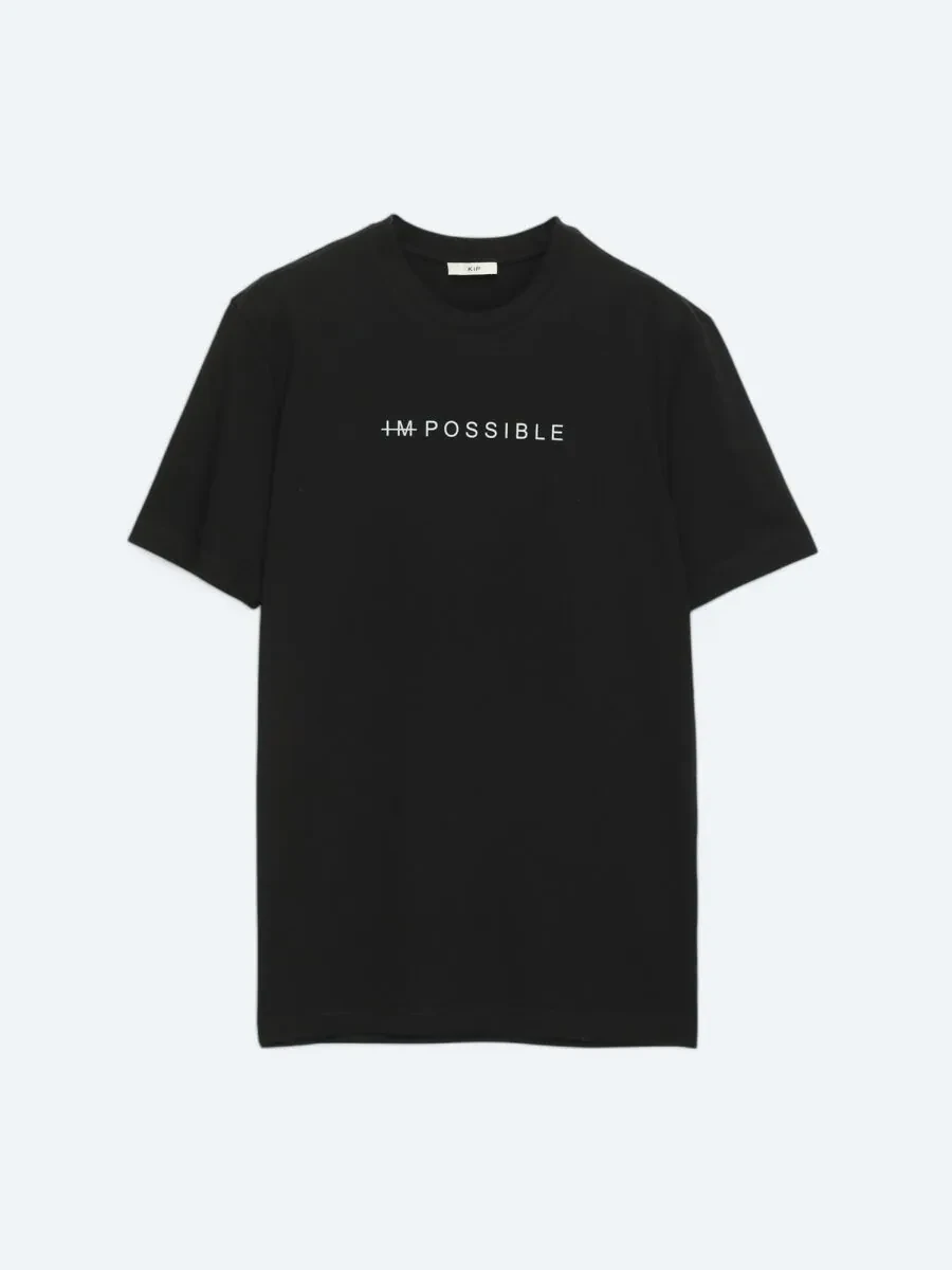 Black Printed Crew Neck 100% Cotton T-Shirt - 5