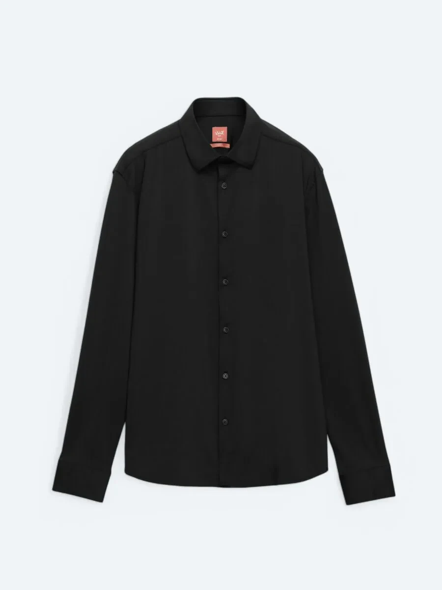 Black Regular Fit Knitting Casual Shirt - 9