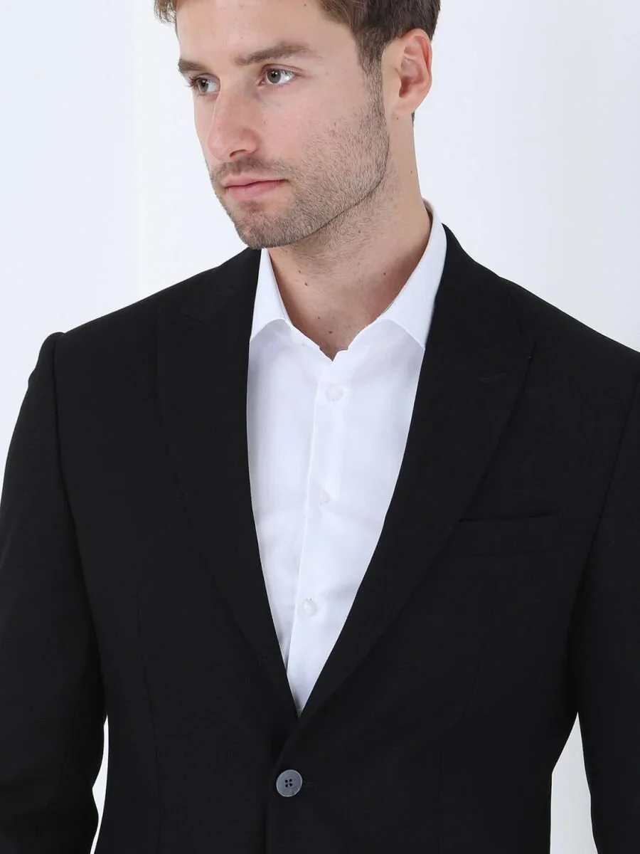 Black Regular Fit Suit - 5