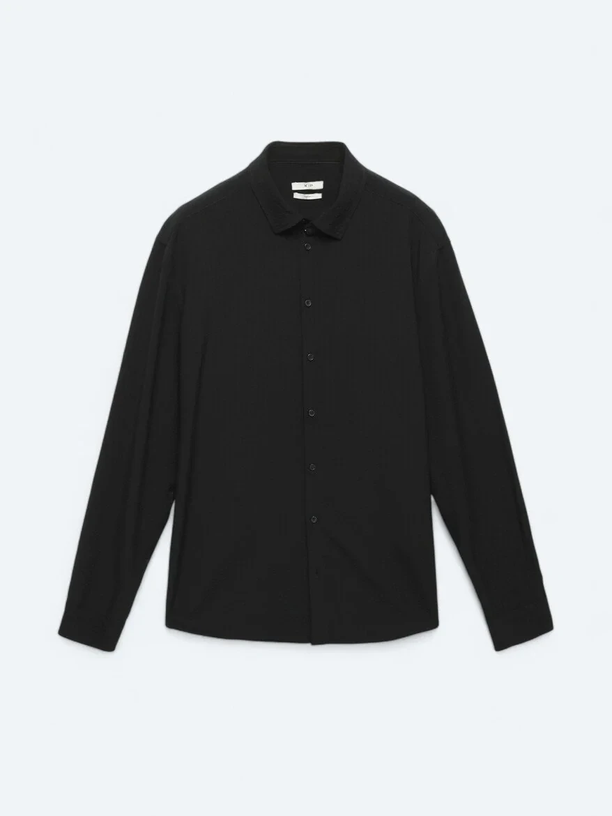 Black Regular Fit Weaving Casual Shirt - 6