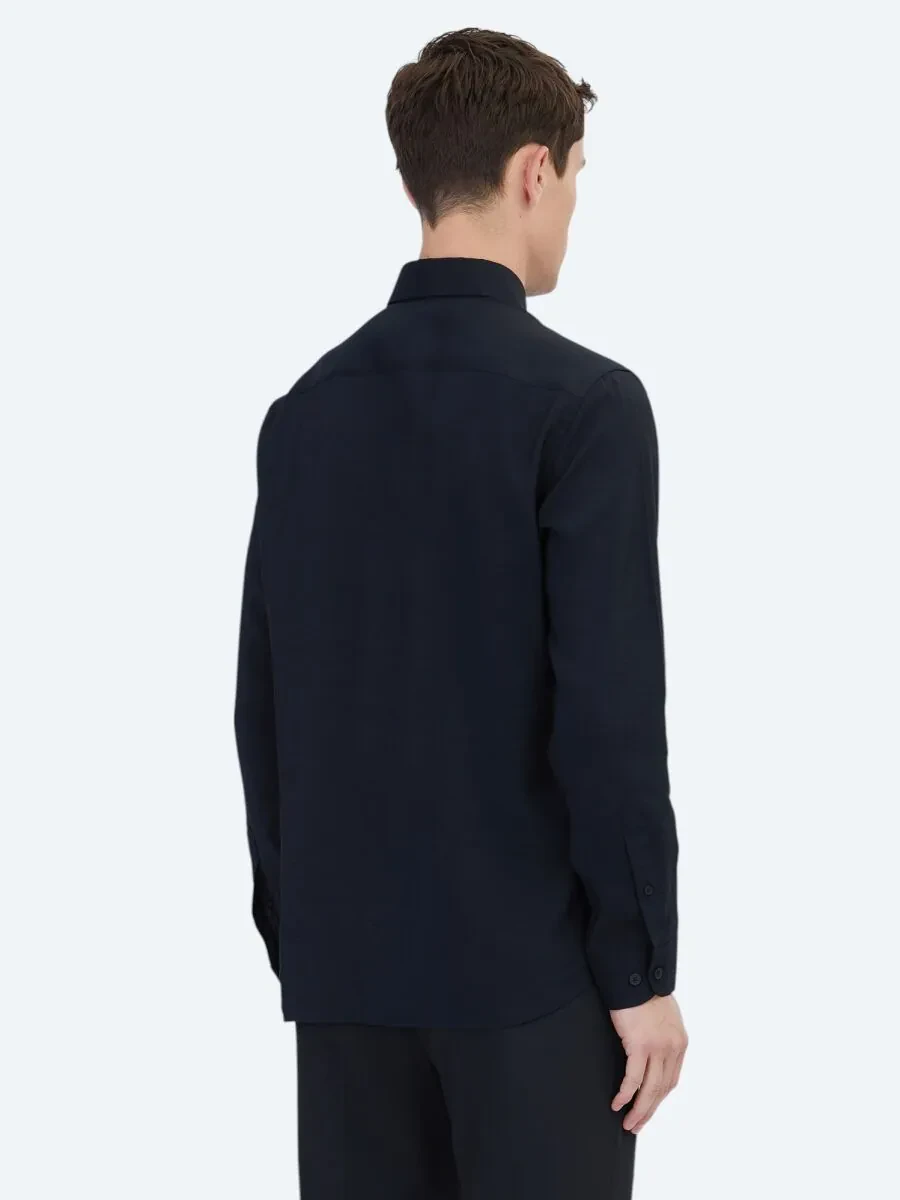 Black Regular Fit Weaving Casual Shirt - 6