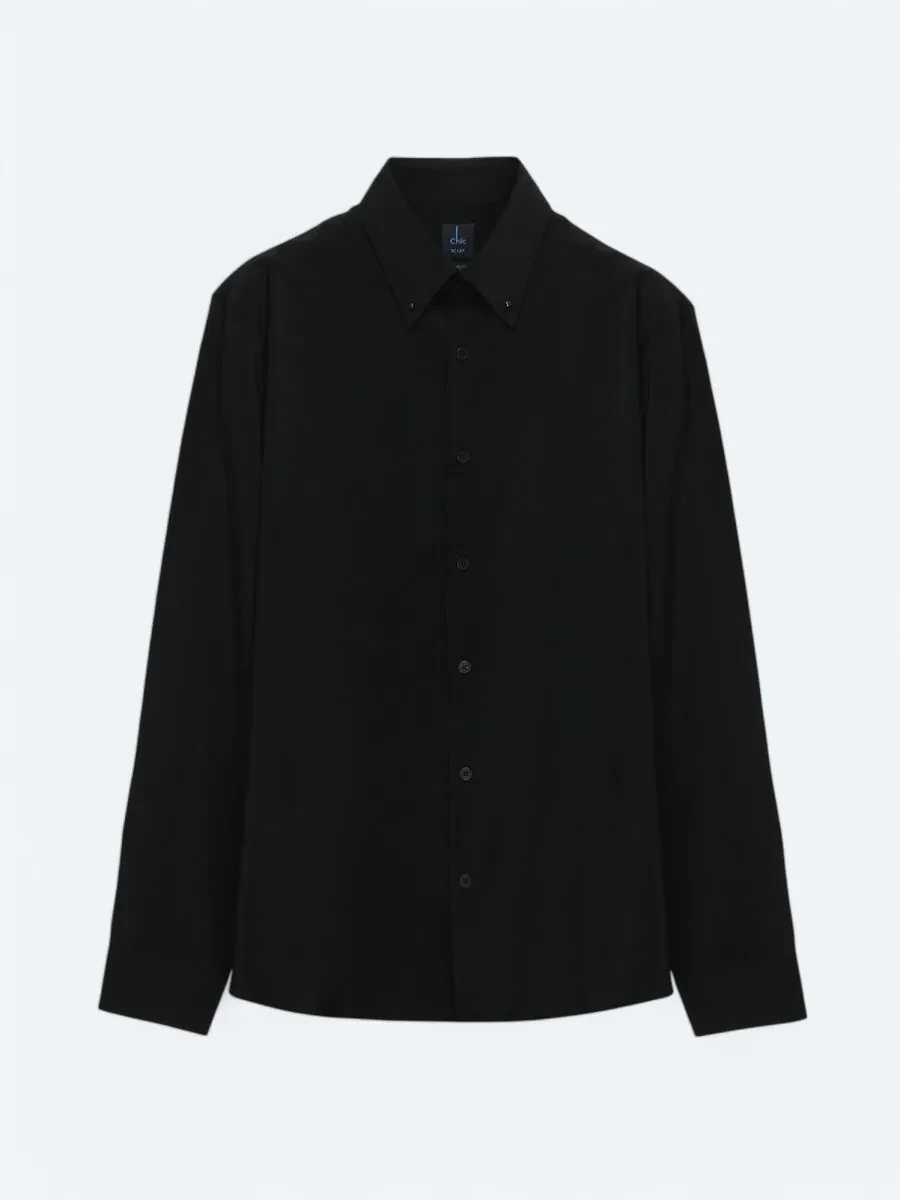 Black Regular Fit Weaving Casual Shirt - 7