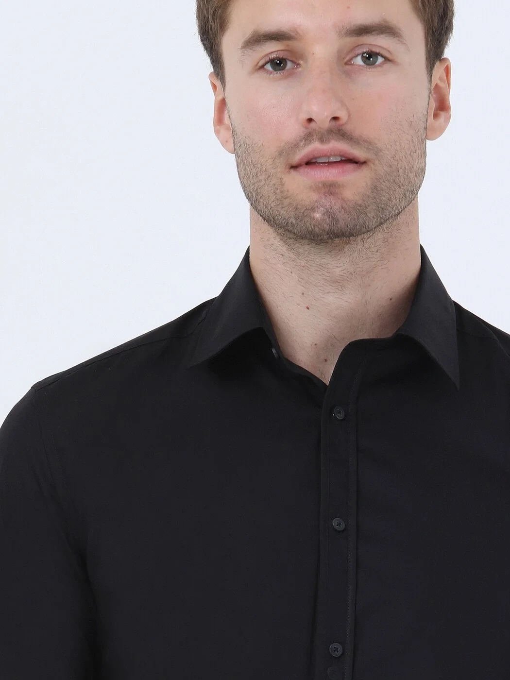 Black Regular Fit Weaving Classical 100% Cotton Shirt - 4