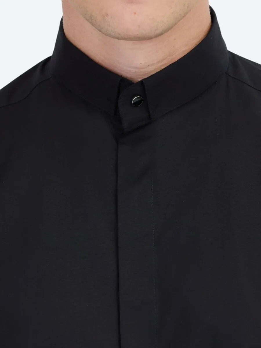 Black Regular Fit Weaving Classical 100% Cotton Shirt - 4