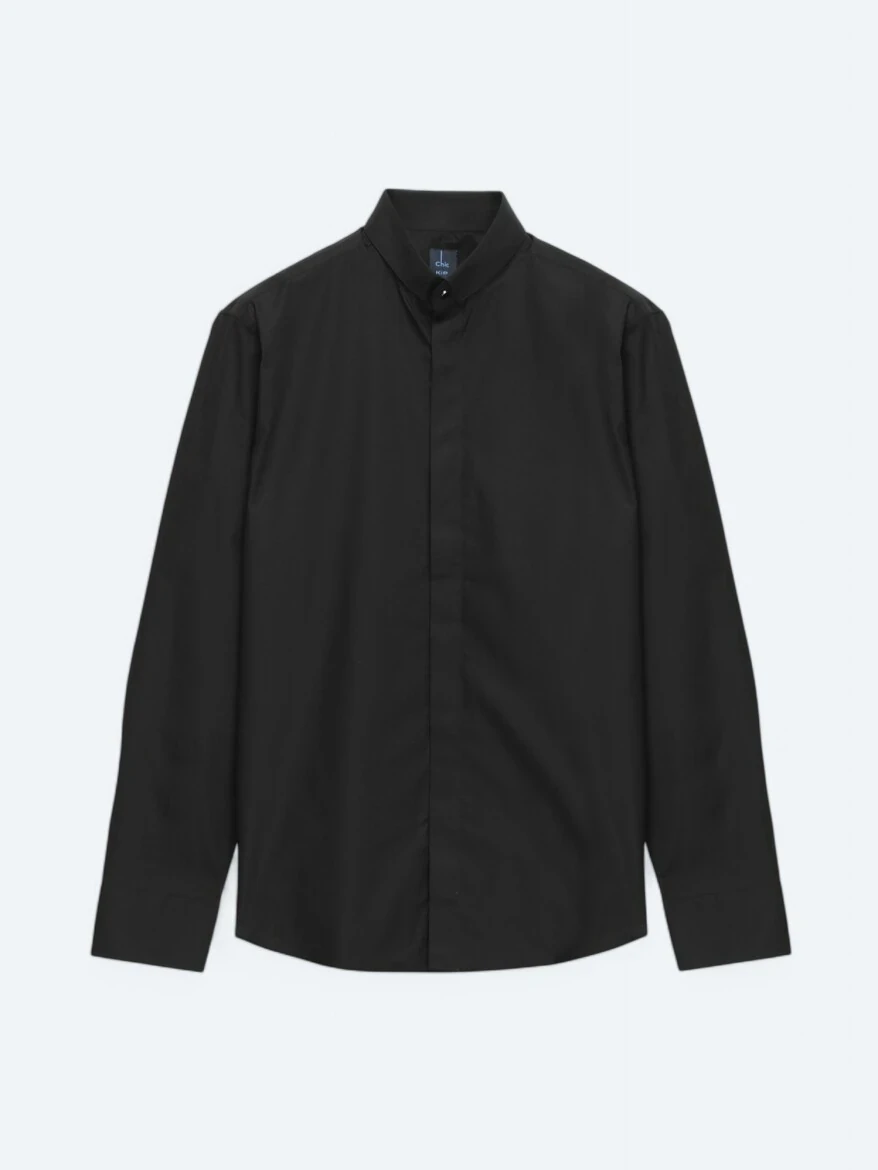 Black Regular Fit Weaving Classical 100% Cotton Shirt - 6