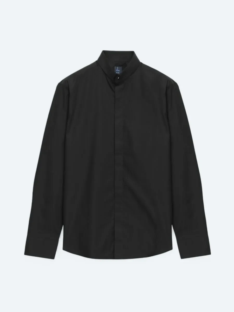 Black Regular Fit Weaving Classical 100% Cotton Shirt - 6