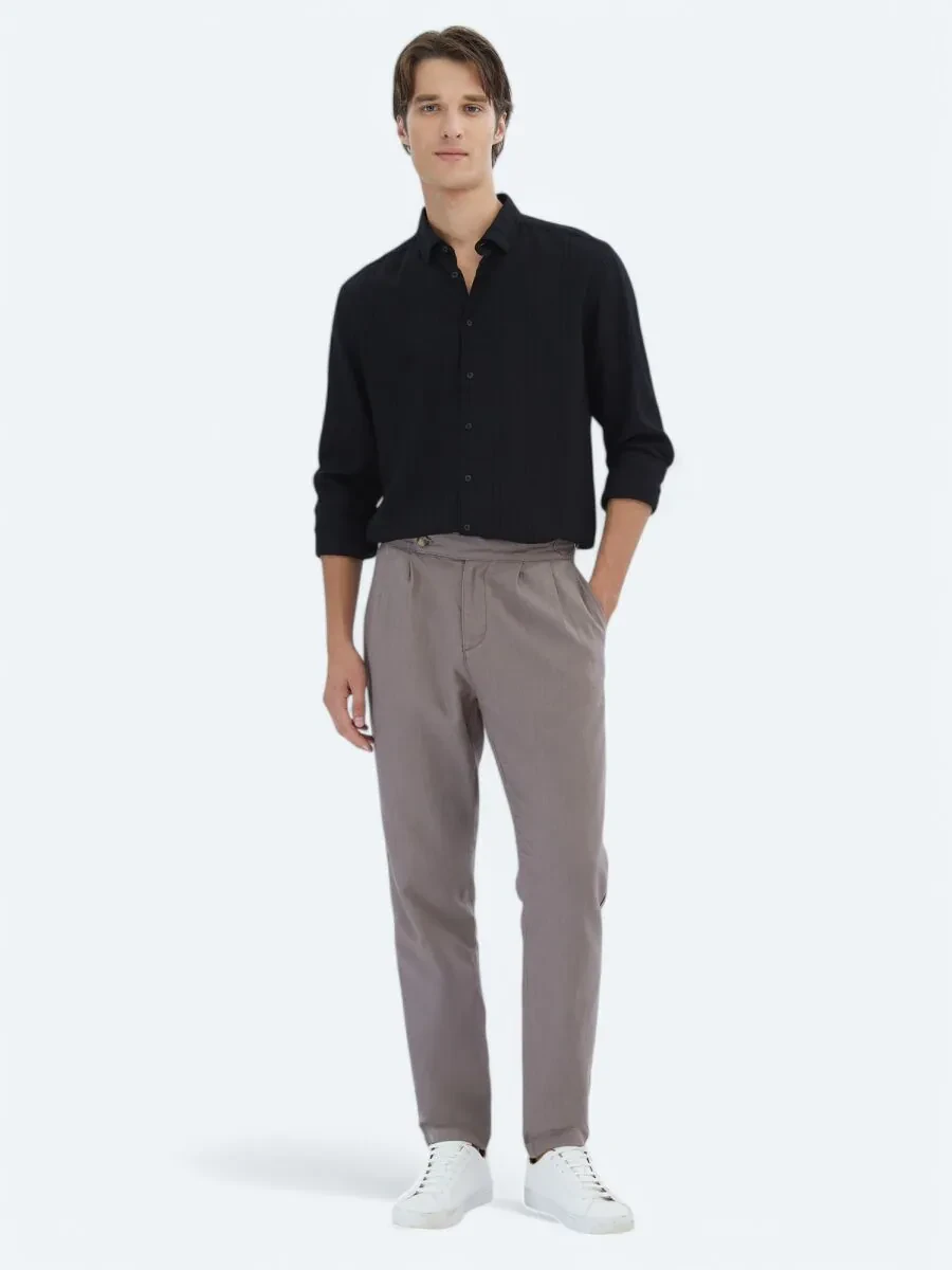Black Regular Fit Weaving Classical Shirt - 2