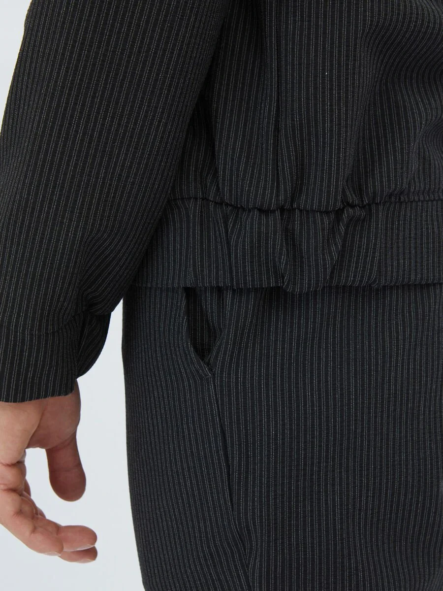 Black Striped Comfort Fit Suit - 5