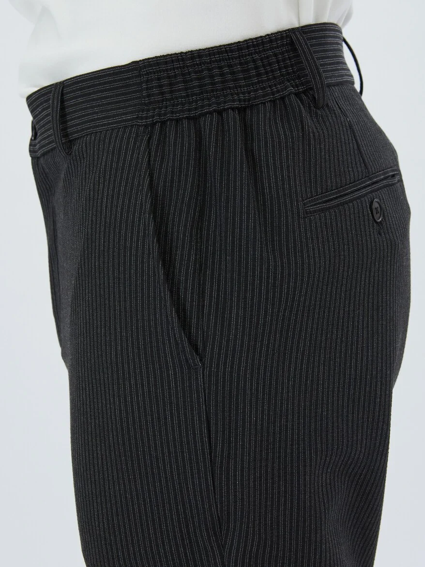 Black Striped Comfort Fit Suit - 6