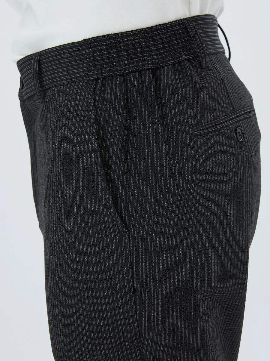Black Striped Comfort Fit Suit - 6