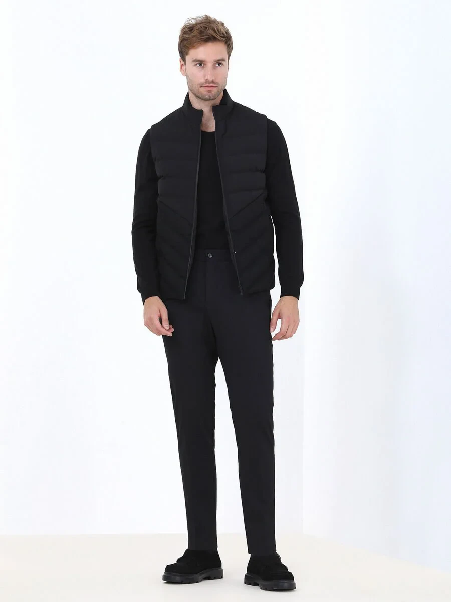 Black Striped Slim Fit Suit - 2