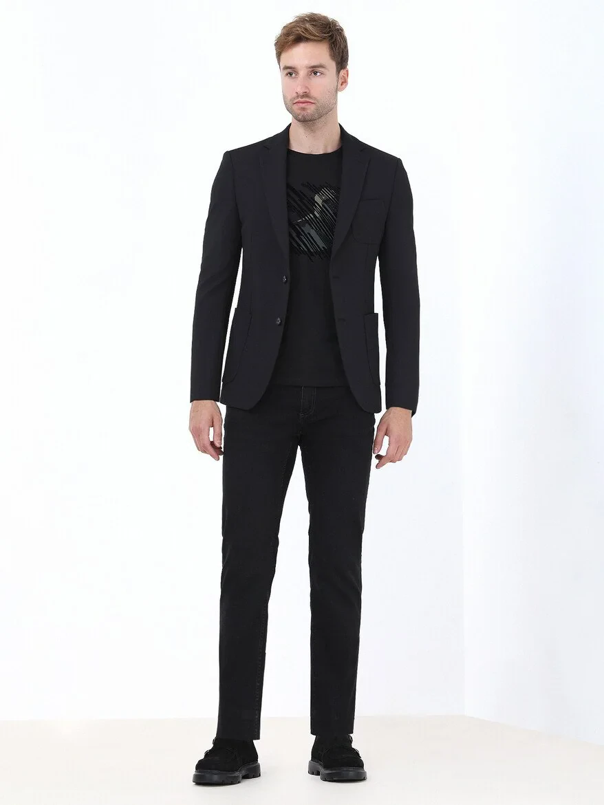 Black Striped Slim Fit Suit - 3