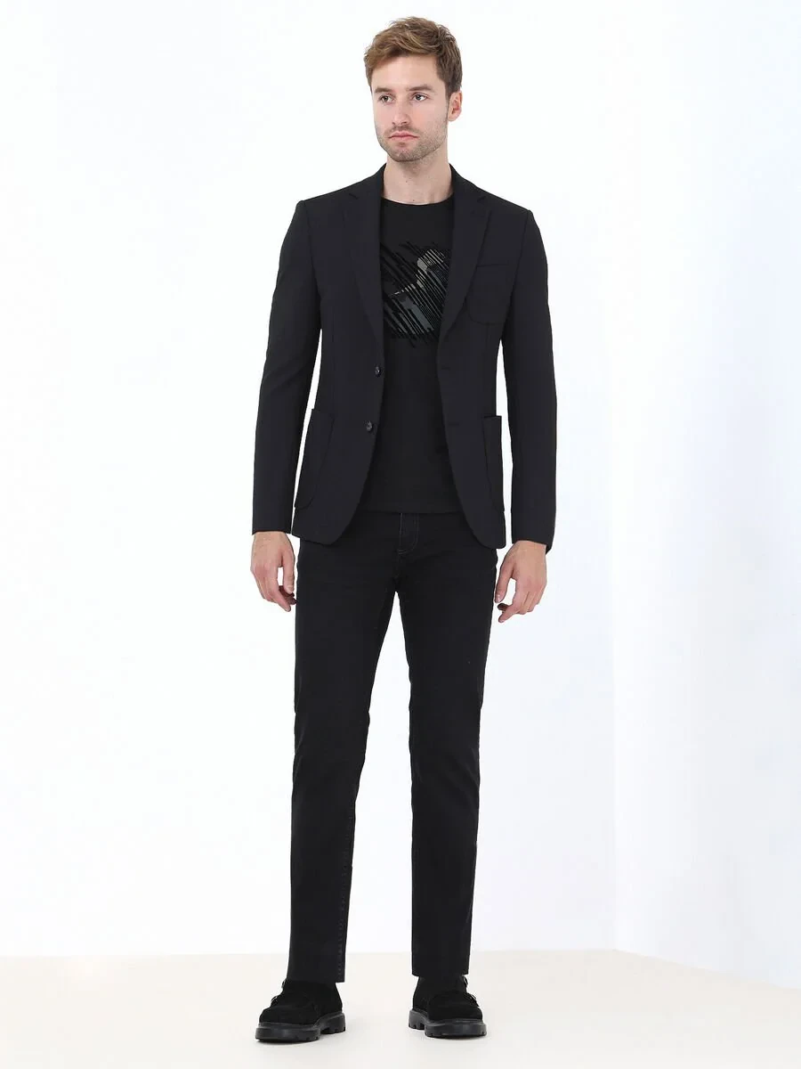 Black Striped Slim Fit Suit - 3