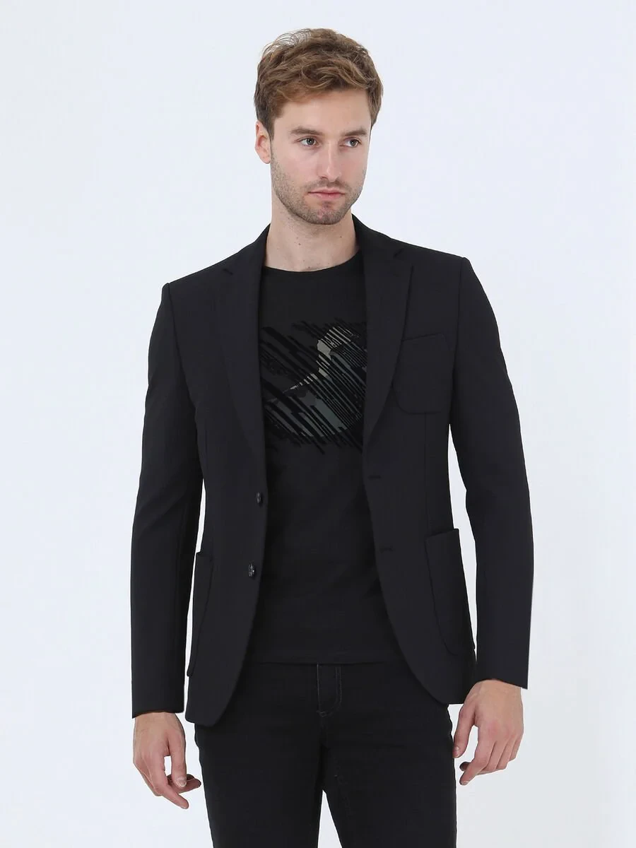 Black Striped Slim Fit Suit - 5