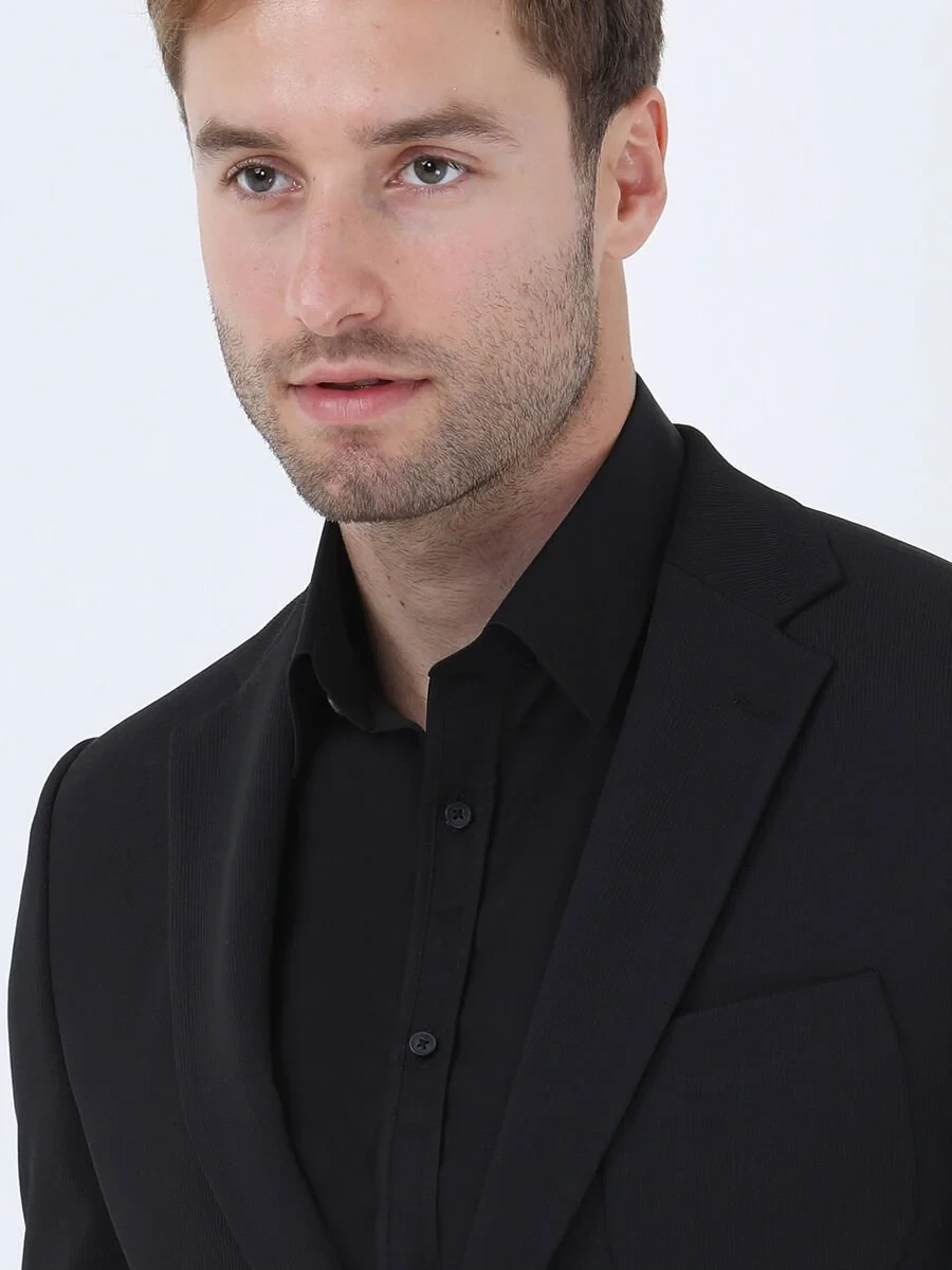 Black Striped Slim Fit Suit - 8