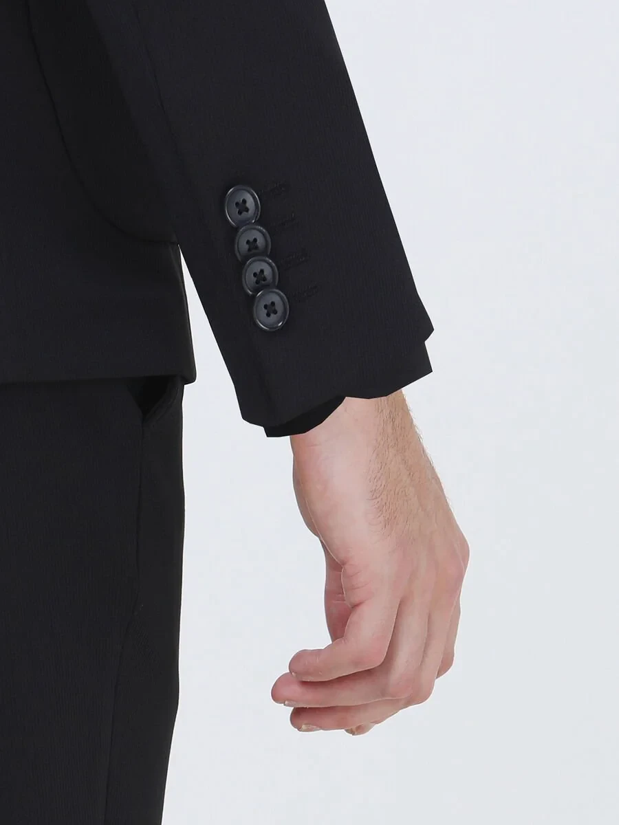 Black Striped Slim Fit Suit - 9