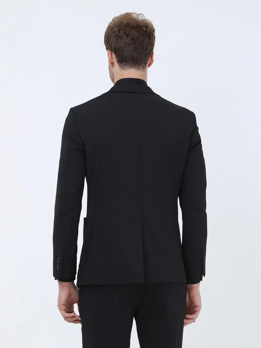 Black Striped Slim Fit Suit - 11