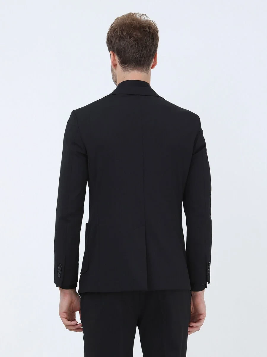 Black Striped Slim Fit Suit - 11